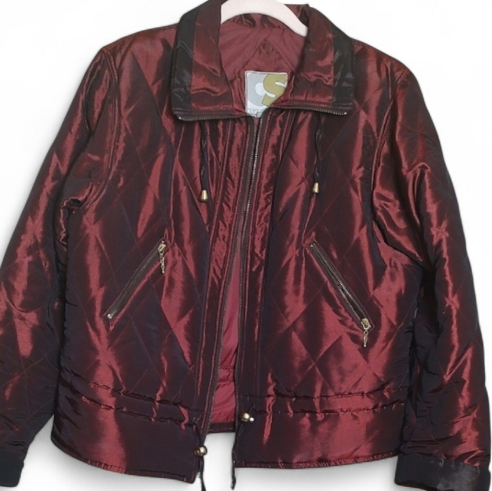 Burgundy CS Current Seen Quilted Jacket Sz Medium